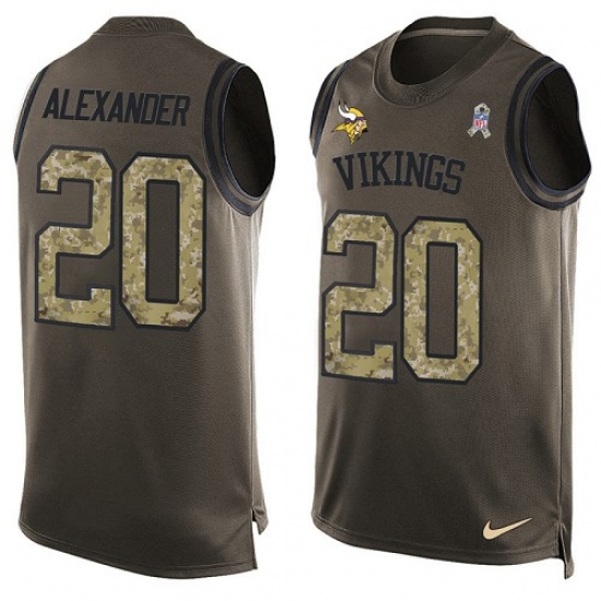 Men's Nike Minnesota Vikings 20 Mackensie Alexander Limited Green Salute to Service Tank Top NFL Jersey