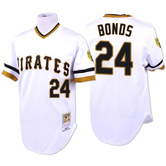 Men's Mitchell and Ness Pittsburgh Pirates 24 Barry Bonds Replica White Throwback MLB Jersey