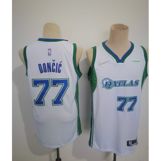 Men's Dallas Mavericks 2021-22 City Edition 77 Luka Doncic White Stitched Basketball Jersey