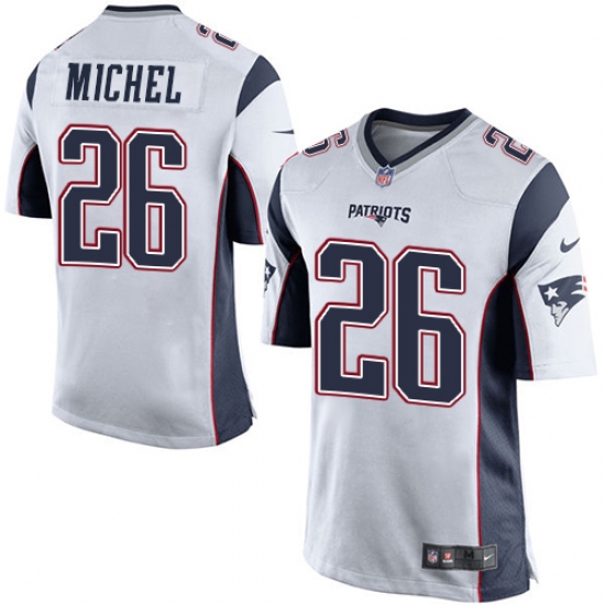 Men's Nike New England Patriots 26 Sony Michel Game White NFL Jersey