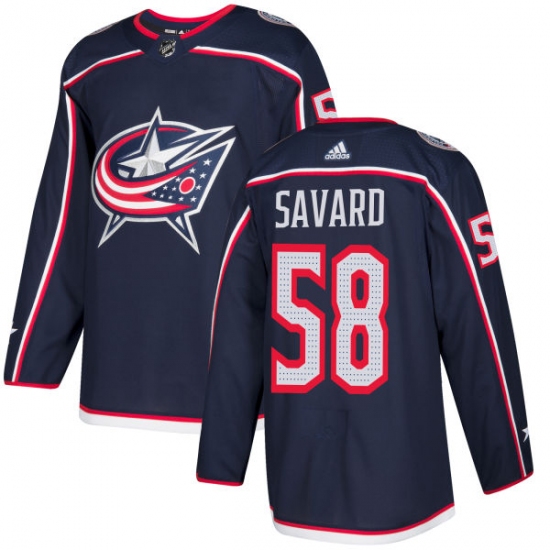 Men's Adidas Columbus Blue Jackets 58 David Savard Authentic Navy Blue Home NHL Jersey