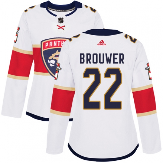 Women's Adidas Florida Panthers 22 Troy Brouwer Authentic White Away NHL Jersey