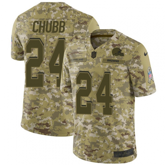 Men's Nike Cleveland Browns 24 Nick Chubb Limited Camo 2018 Salute to Service NFL Jersey