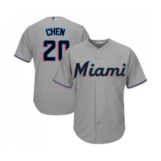 Men's Miami Marlins 20 Wei-Yin Chen Replica Grey Road Cool Base Baseball Jersey