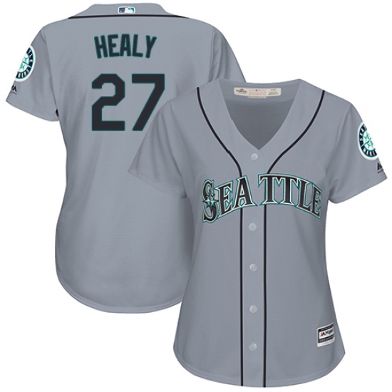 Women's Majestic Seattle Mariners 27 Ryon Healy Replica Grey Road Cool Base MLB Jersey