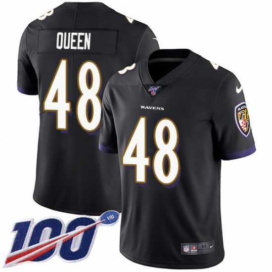 Youth Baltimore Ravens 48 Patrick Queen Black Alternate Stitched NFL 100th Season Vapor Untouchable Limited Jersey