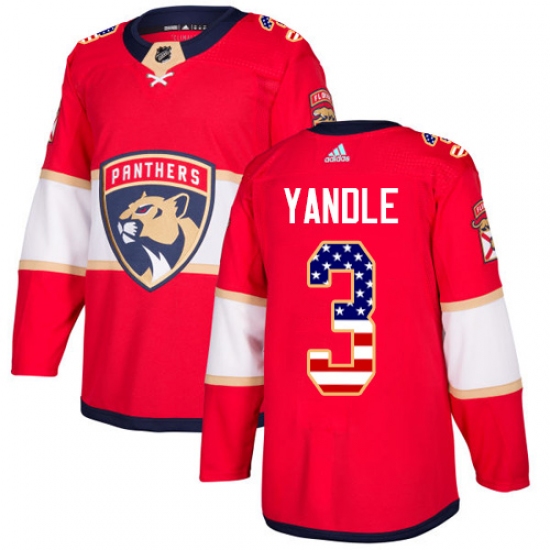 Men's Adidas Florida Panthers 3 Keith Yandle Authentic Red USA Flag Fashion NHL Jersey