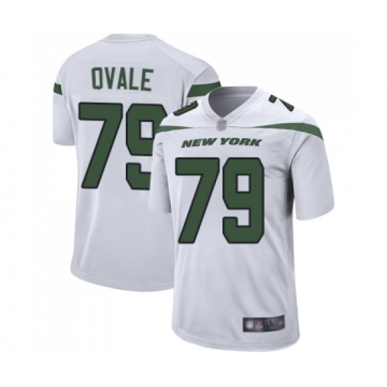 Men's New York Jets 79 Brent Qvale Game White Football Jersey