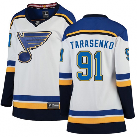 Women's St. Louis Blues 91 Vladimir Tarasenko Fanatics Branded White Away Breakaway NHL Jersey
