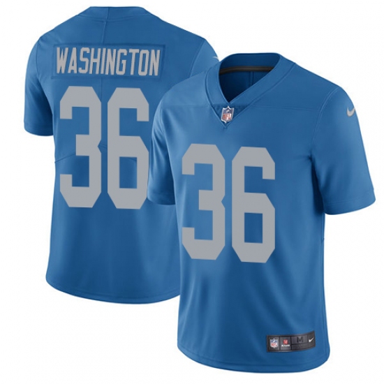 Men's Nike Detroit Lions 36 Dwayne Washington Blue Alternate Vapor Untouchable Limited Player NFL Jersey