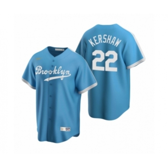 Men's Los Angeles Dodgers 22 Clayton Kershaw Nike Light Blue Cooperstown Collection Alternate Jersey