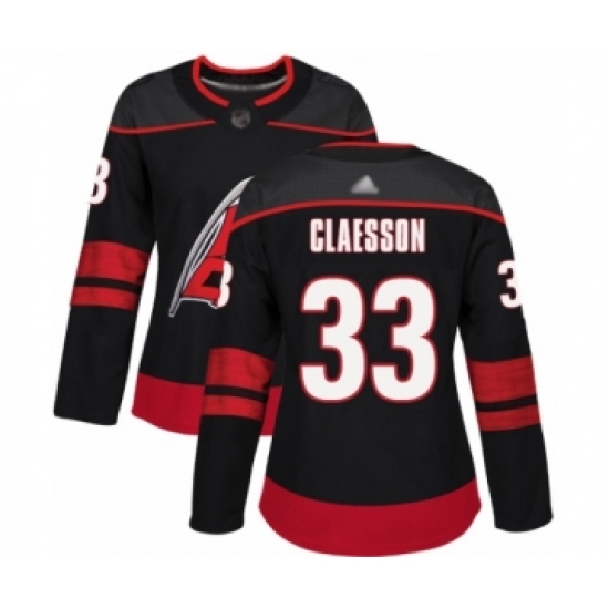 Women's Carolina Hurricanes 33 Fredrik Claesson Authentic Black Alternate Hockey Jersey