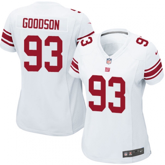 Women's Nike New York Giants 93 B.J. Goodson Game White NFL Jersey