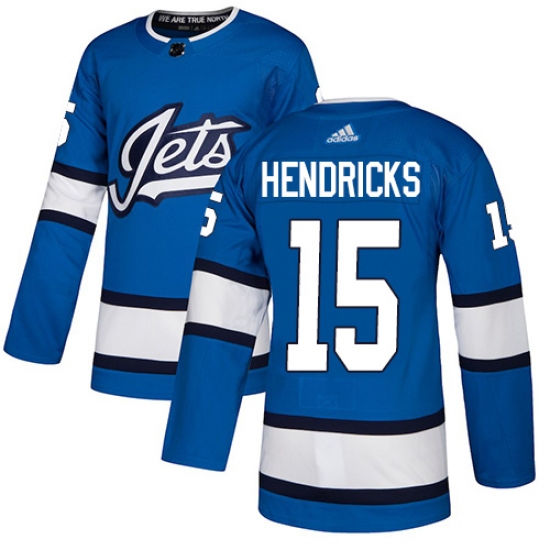 Men's Adidas Winnipeg Jets 15 Matt Hendricks Authentic Blue Alternate NHL Jersey