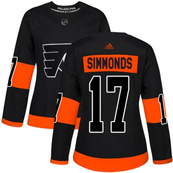 Women's Adidas Philadelphia Flyers 17 Wayne Simmonds Premier Black Alternate NHL Jersey