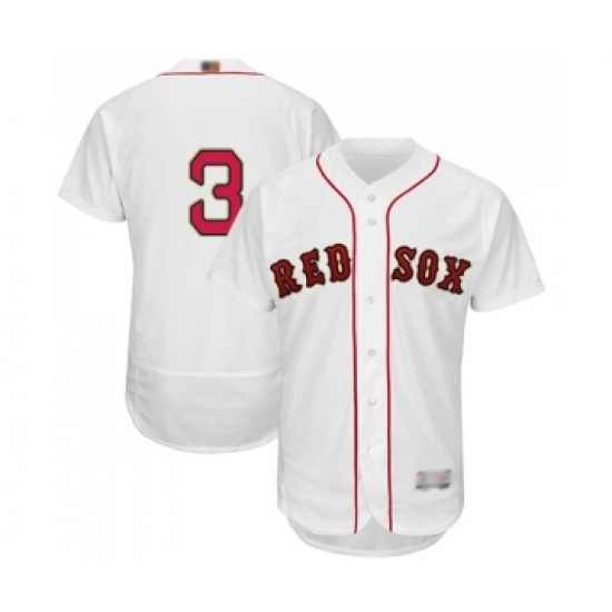 Men's Boston Red Sox 3 Babe Ruth White 2019 Gold Program Flex Base Authentic Collection Baseball Jersey