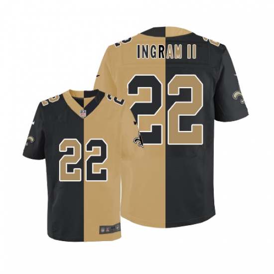 Men's Nike New Orleans Saints 22 Mark Ingram Elite Black/White Split Fashion NFL Jersey