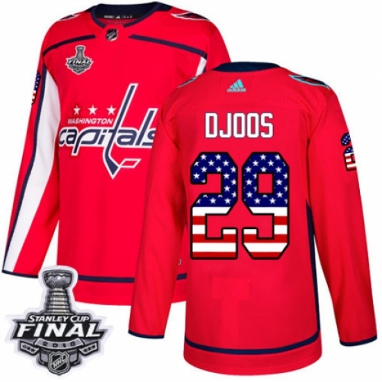 Youth Adidas Washington Capitals 29 Christian Djoos Authentic Red USA Flag Fashion 2018 Stanley Cup Final NHL Jersey