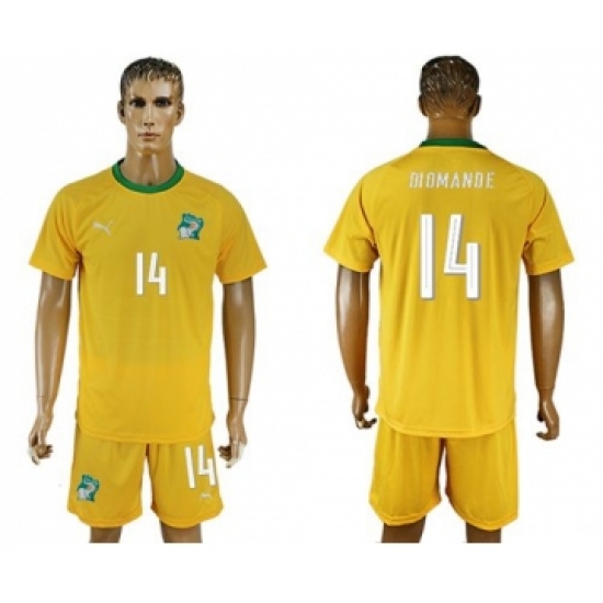 Cote d'lvoire 14 Diomande Home Soccer Country Jersey