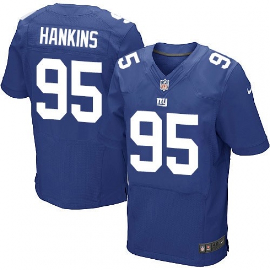 Men's Nike New York Giants 95 Johnathan Hankins Elite Royal Blue Jersey