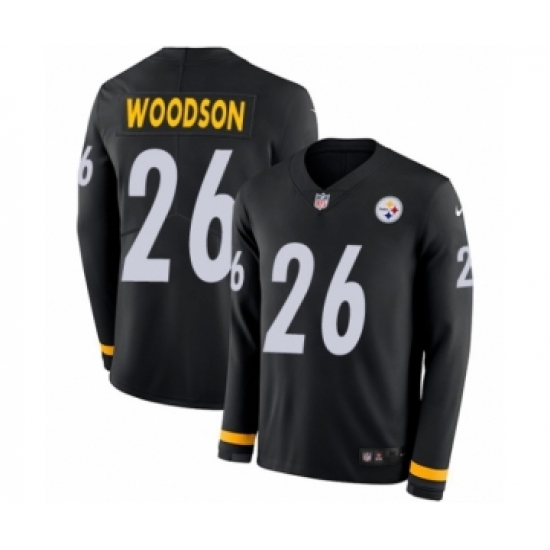 Men's Nike Pittsburgh Steelers 26 Rod Woodson Limited Black Therma Long Sleeve NFL Jersey