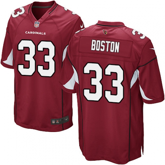 Men's Nike Arizona Cardinals 33 Tre Boston Game Red Team Color NFL Jersey