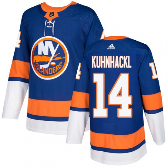 Men's Adidas New York Islanders 14 Tom Kuhnhackl Premier Royal Blue Home NHL Jersey