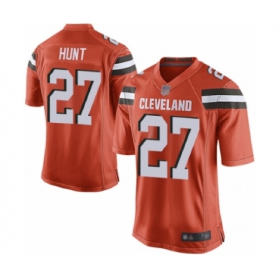 Men's Cleveland Browns 27 Kareem Hunt Game Orange Alternate Football Jersey