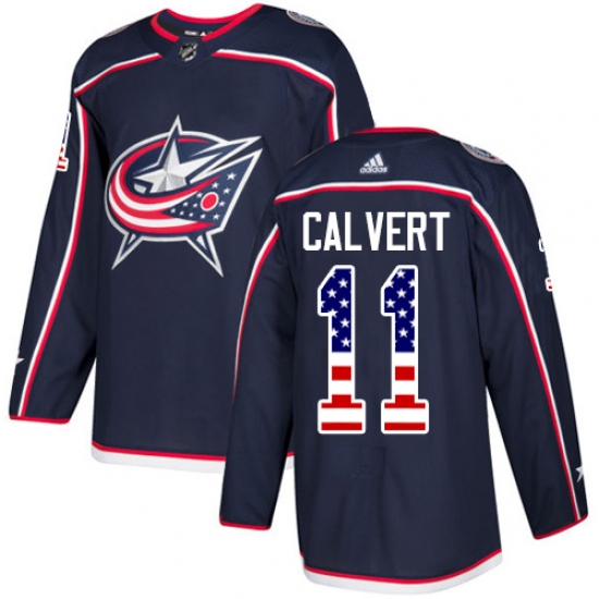 Youth Adidas Columbus Blue Jackets 11 Matt Calvert Authentic Navy Blue USA Flag Fashion NHL Jersey