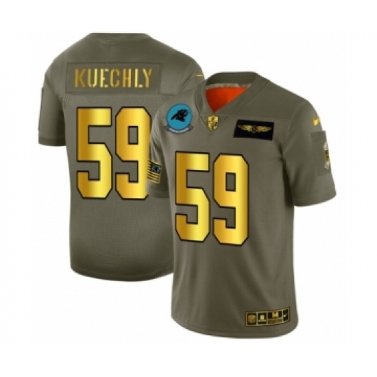 Men's Carolina Panthers 59 Luke Kuechly Limited Olive Gold 2019 Salute to Service Football Jersey