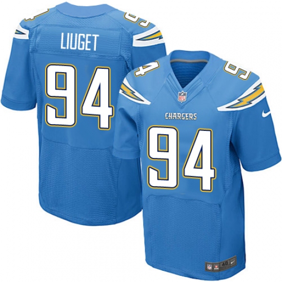 Men's Nike Los Angeles Chargers 94 Corey Liuget Elite Electric Blue Alternate NFL Jersey