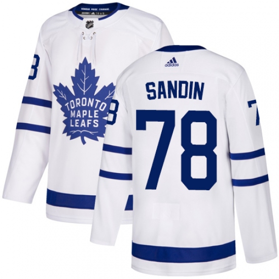 Youth Adidas Toronto Maple Leafs 78 Rasmus Sandin Authentic White Away NHL Jersey