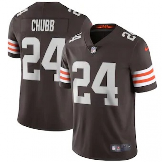 Nike Cleveland Browns 24 Nick Chubb Men's Brown 2020 Vapor Limited Jersey