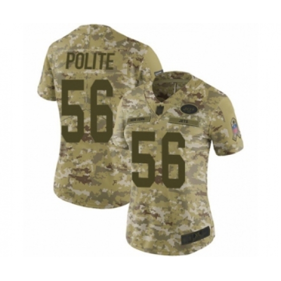 Women's New York Jets 56 Jachai Polite Limited Camo 2018 Salute to Service Football Jersey