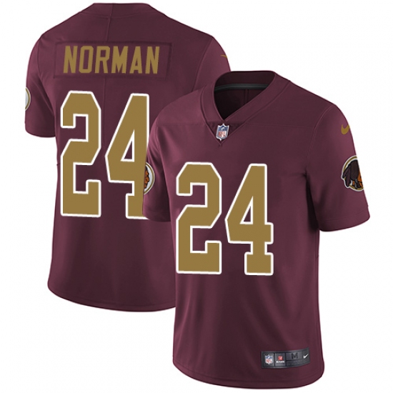 Youth Nike Washington Redskins 24 Josh Norman Burgundy Red/Gold Number Alternate 80TH Anniversary Vapor Untouchable Limited Player NFL Jersey