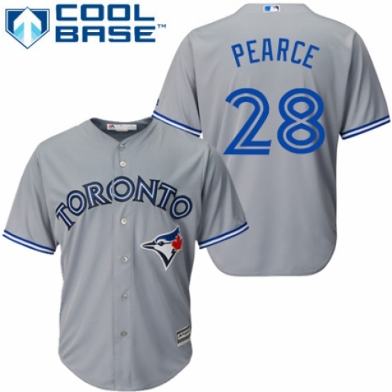 Men's Majestic Toronto Blue Jays 28 Steve Pearce Replica Grey Road MLB Jersey