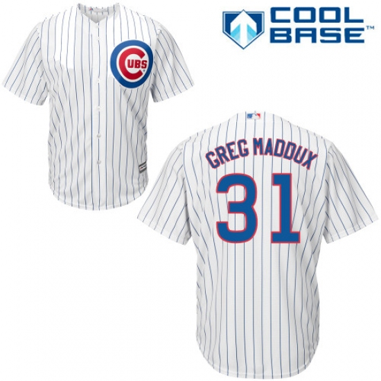 Men's Majestic Chicago Cubs 31 Greg Maddux Replica White Home Cool Base MLB Jersey