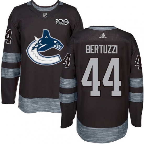 Men's Adidas Vancouver Canucks 44 Todd Bertuzzi Premier Black 1917-2017 100th Anniversary NHL Jersey