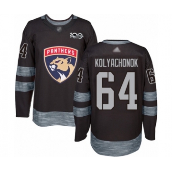 Men's Florida Panthers 64 Vladislav Kolyachonok Authentic Black 1917-2017 100th Anniversary Hockey Jersey