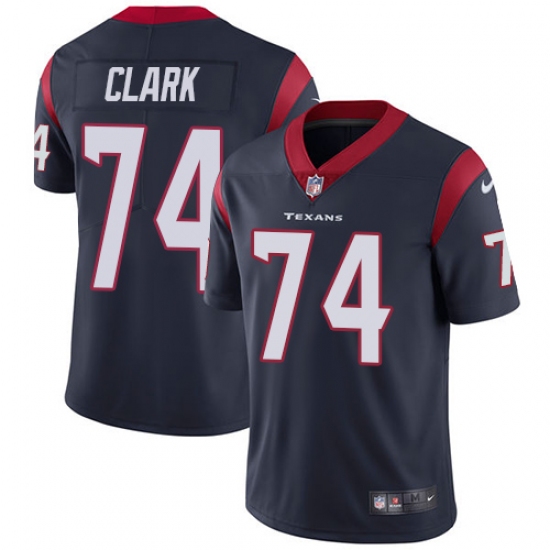 Men's Nike Houston Texans 74 Chris Clark Limited Navy Blue Team Color Vapor Untouchable NFL Jersey