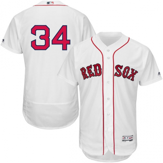 Men's Majestic Boston Red Sox 34 David Ortiz White Home Flex Base Authentic Collection MLB Jersey