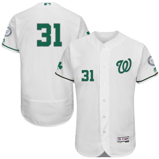 Men's Majestic Washington Nationals 31 Max Scherzer White Celtic Flexbase Authentic Collection MLB Jersey