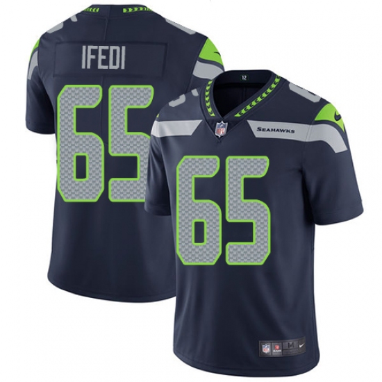 Youth Nike Seattle Seahawks 65 Germain Ifedi Navy Blue Team Color Vapor Untouchable Limited Player NFL Jersey