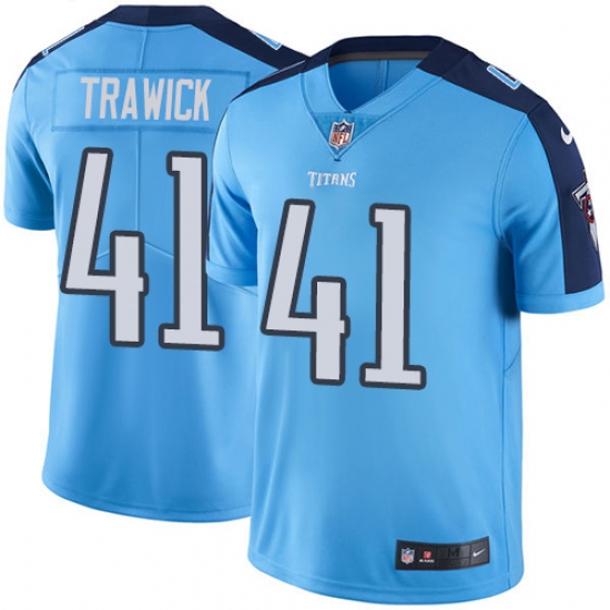 Men's Nike Tennessee Titans 41 Brynden Trawick Limited Light Blue Rush Vapor Untouchable NFL Jersey