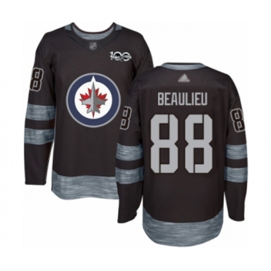 Men's Winnipeg Jets 88 Nathan Beaulieu Authentic Black 1917-2017 100th Anniversary Hockey Jersey