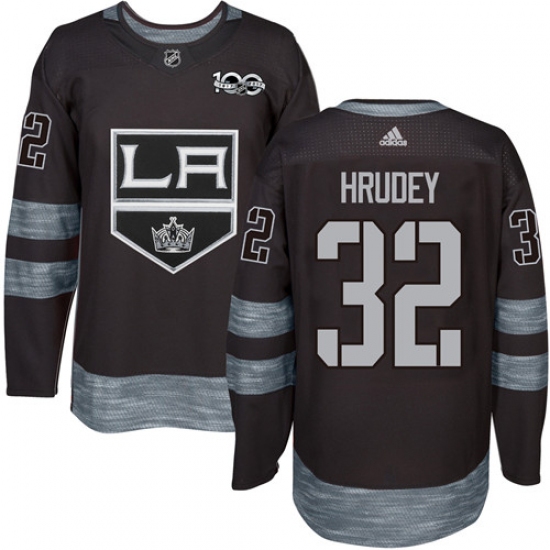 Men's Adidas Los Angeles Kings 32 Kelly Hrudey Premier Black 1917-2017 100th Anniversary NHL Jersey