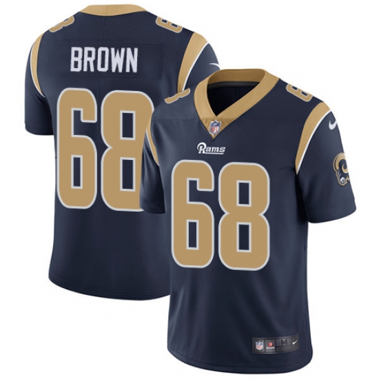 Men's Nike Los Angeles Rams 68 Jamon Brown Navy Blue Team Color Vapor Untouchable Limited Player NFL Jersey