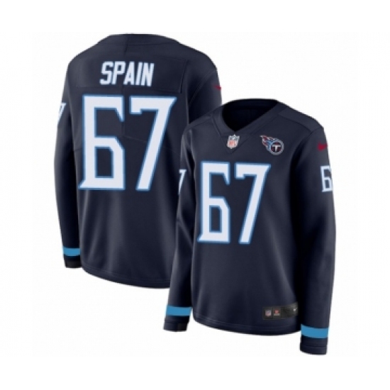 Women's Nike Tennessee Titans 67 Quinton Spain Limited Navy Blue Therma Long Sleeve NFL Jersey