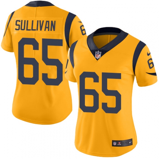 Women's Nike Los Angeles Rams 65 John Sullivan Limited Gold Rush Vapor Untouchable NFL Jersey