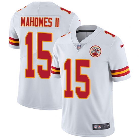 Men's Nike Kansas City Chiefs 15 Patrick Mahomes II White Vapor Untouchable Limited Player NFL Jersey